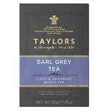 Taylors of Harrogate Earl Grey tea bag packaging on a white background