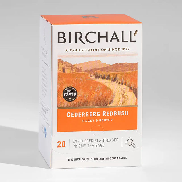 A box of 20 Cederberg Redbush Tea Bags from Birchall on a white background