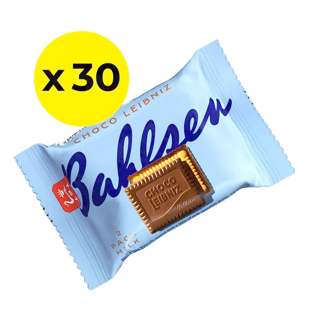 30 packs of Bahlsen Choco Leibniz Milk Chocolate biscuit twin packs