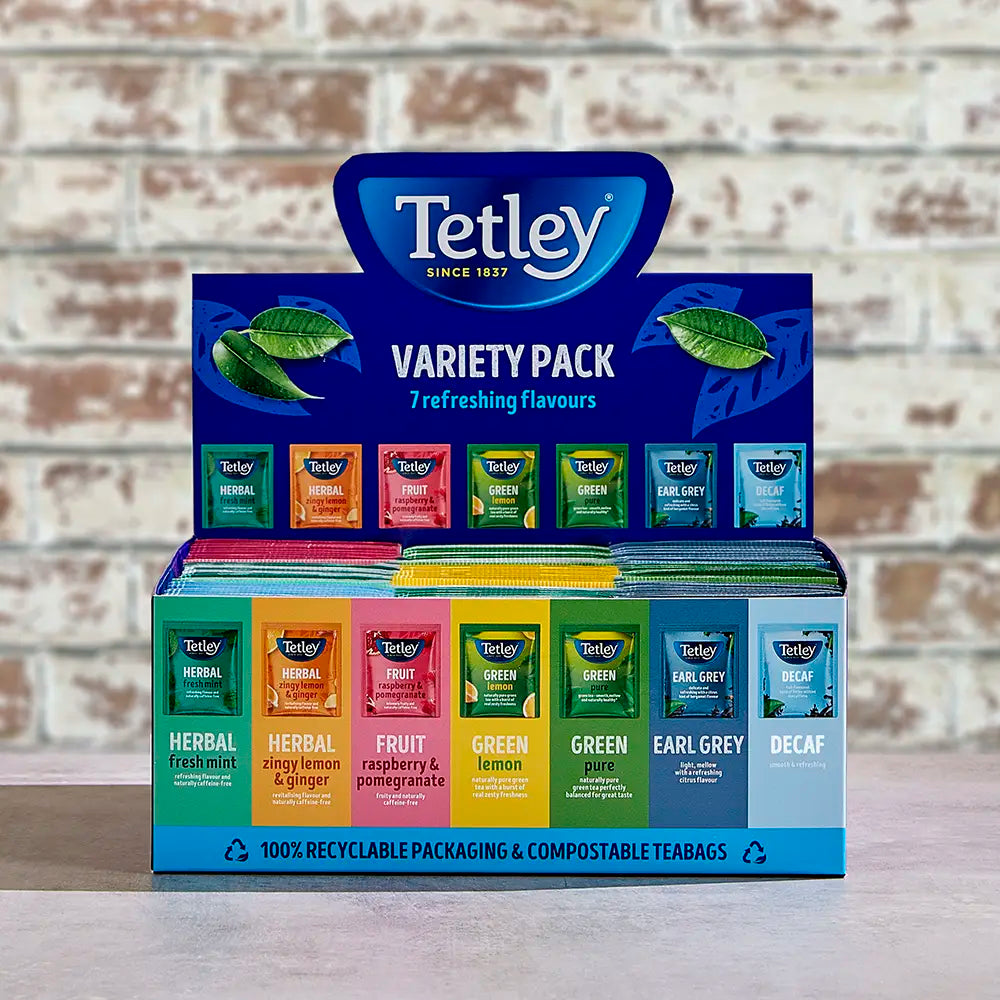 Tetley Variety Pack Tea Bags Tag & Envelope (7 varieties) - Pack of 90