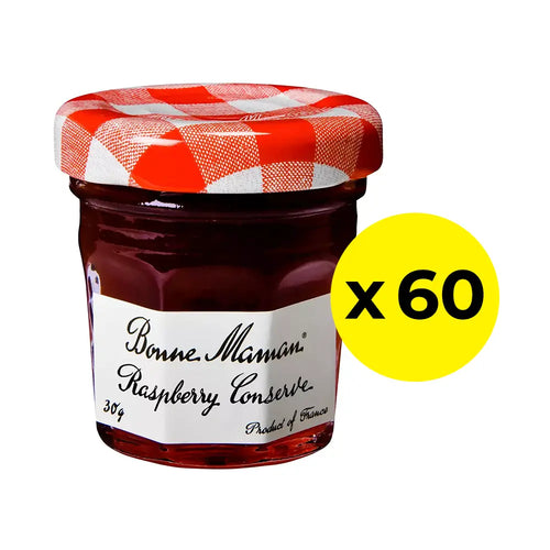 Bonne Maman Raspberry Conserve 30g Glass Jar - Pack of 60