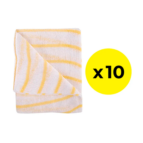Washable yellow stripe Knitted Cleaning & Dish Cloth - medium-weight - pack of ten 