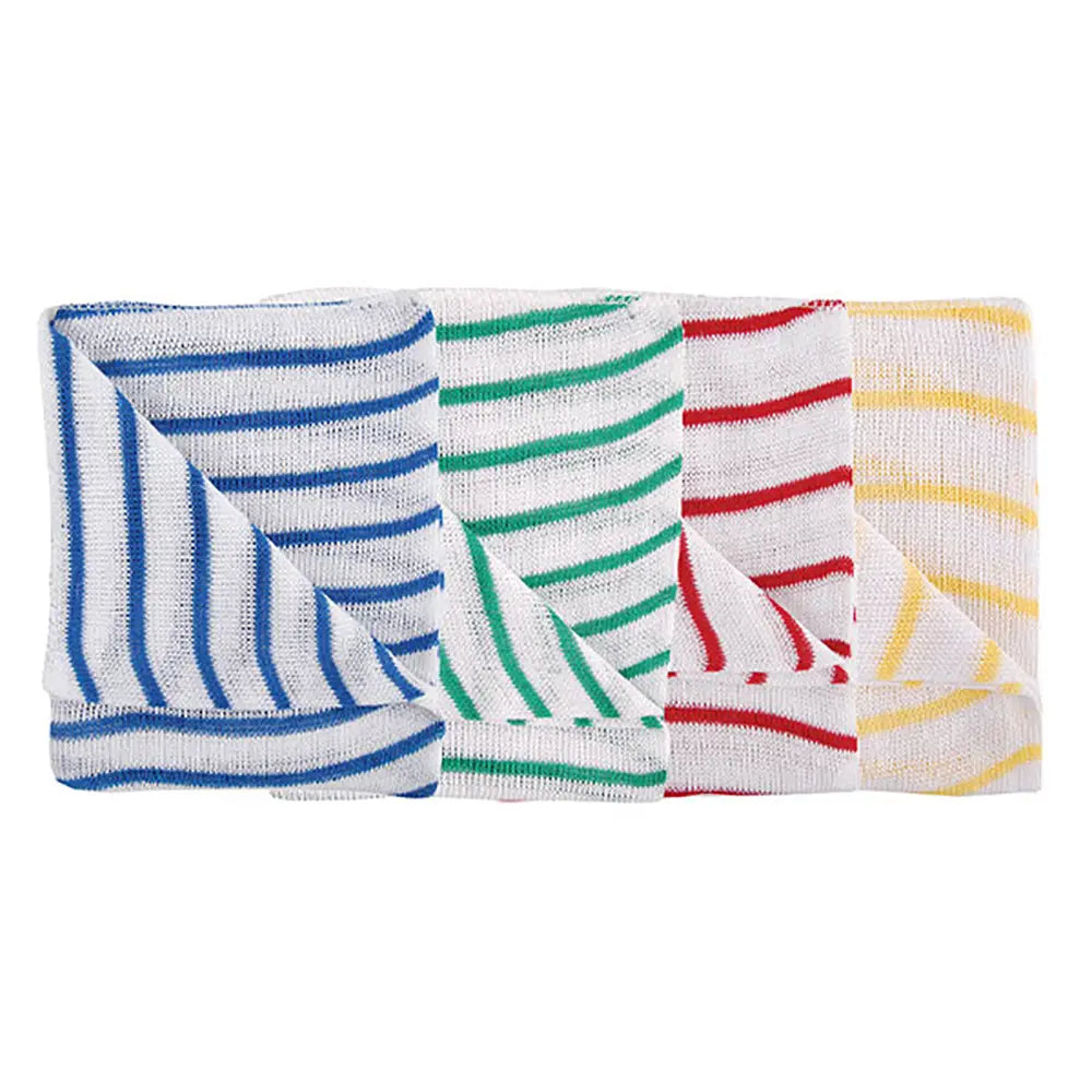 Washable stripe Knitted Cleaning & Dish Cloth - medium-weight - pack of ten 