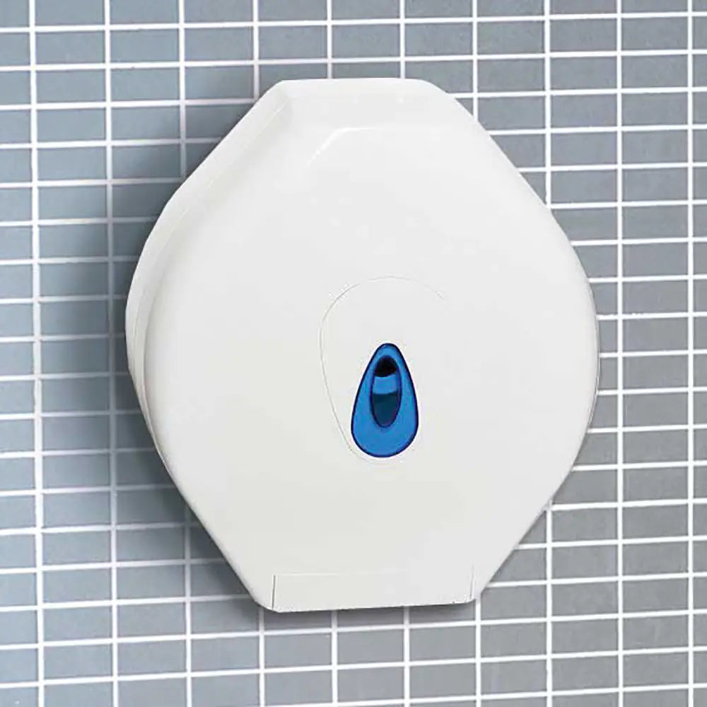 Jumbo Toilet Roll Dispenser on tiled wall