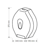 Technical drawing of Jumbo Toilet Roll Dispenser with dimensions labeled
