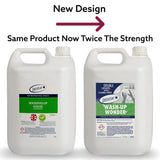 Two bottles of Janstar cleaning products with labels for washing-up liquid and wash-up wonder on a white background.