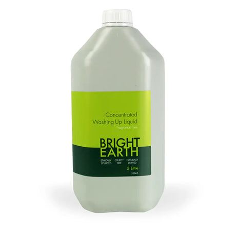 5L container of Bright Earth Washing-Up Liquid cleaner background