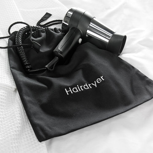 Black Embroidered Hairdryer Bag