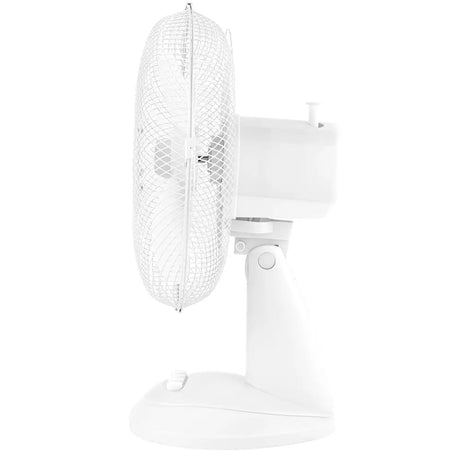 White Bedroom & Desk Fan 12" side view 
