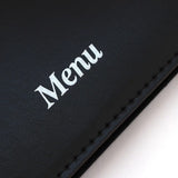 Faux Leather Menu Holder showing 'Menu' embossed in sliver