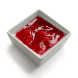 Porcelain Square Dish with a red sauce 