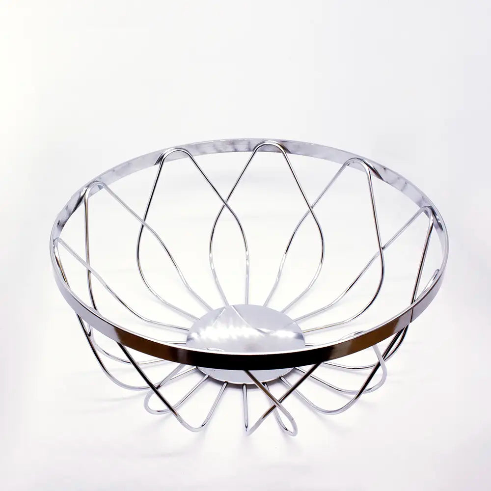 Chrome Plated Basket - 18cm -  Ideal not only for serving bread rolls, pastries, napkins or fruit as part of breakfast service but it also serves as a lovely way to present toiletries, amenities and face cloths in guest rooms and bathroom