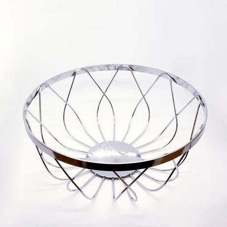 Chrome Plated Basket - 18cm -  Ideal not only for serving bread rolls, pastries, napkins or fruit as part of breakfast service but it also serves as a lovely way to present toiletries, amenities and face cloths in guest rooms and bathroom