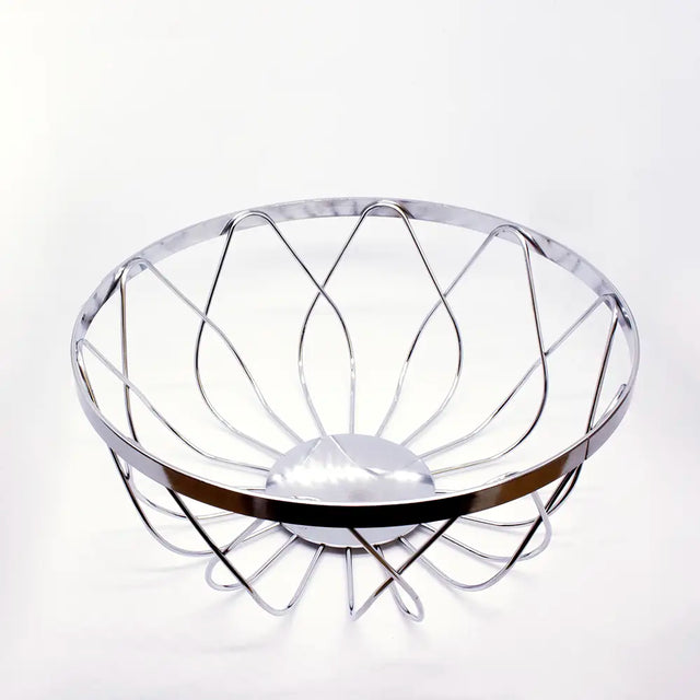 Chrome Plated Basket - 18cm -  Ideal not only for serving bread rolls, pastries, napkins or fruit as part of breakfast service but it also serves as a lovely way to present toiletries, amenities and face cloths in guest rooms and bathroom