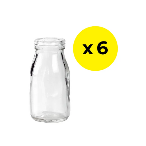 Glass Mini Milk Bottles 200ml - Pack of 6