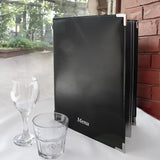 Faux Leather Menu Holder A4 in restaurant setting 