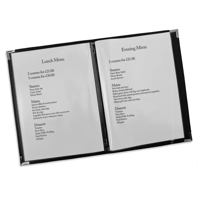 Open Faux Leather Menu Holder A4