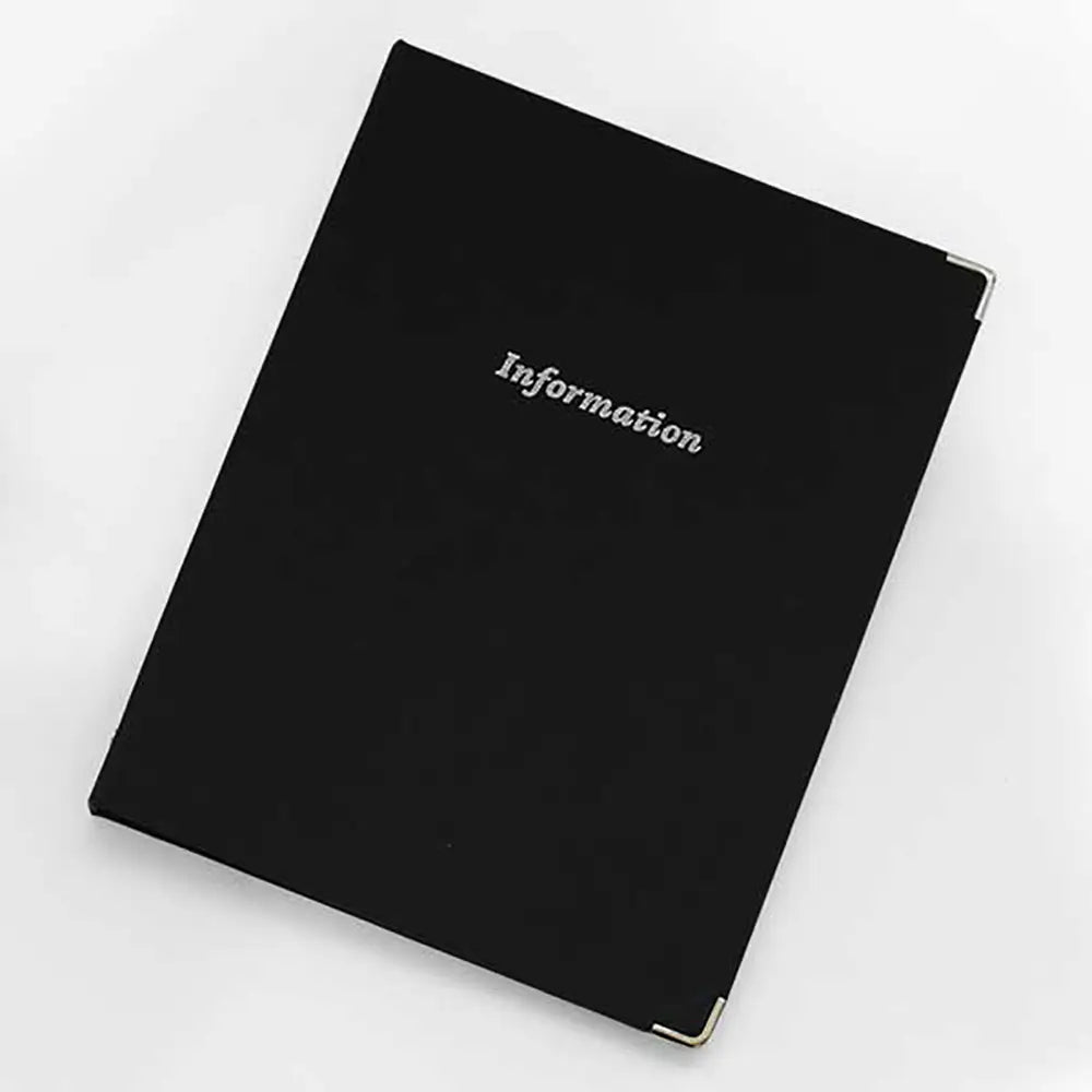 Textured Guest Information Folder A4 Black | Out of Eden