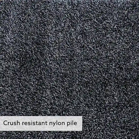 Close-up of crush resistant nylon pile texture with a label