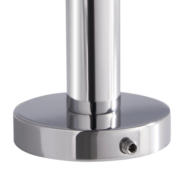 Chrome towel rail  base and threaded fitting on a white background