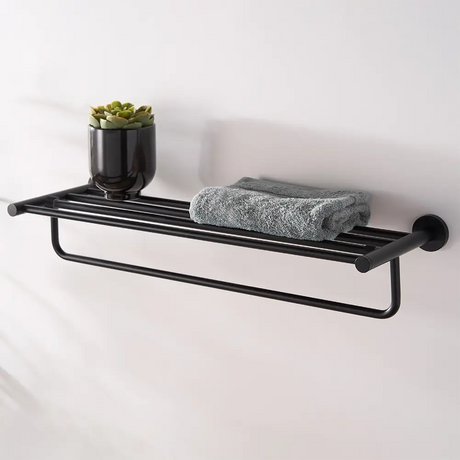 Black Towel Rail With Shelf