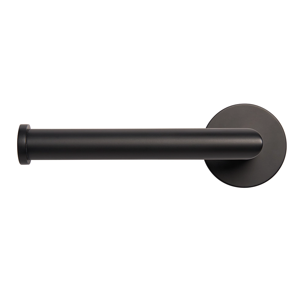 Black toilet roll holder on a white background