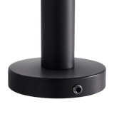 Black toilet roll holder fitting on a white background