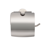 Chrome toilet paper holder on a white background