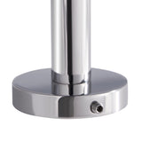 Chrome metal grab rail fitting on a white background