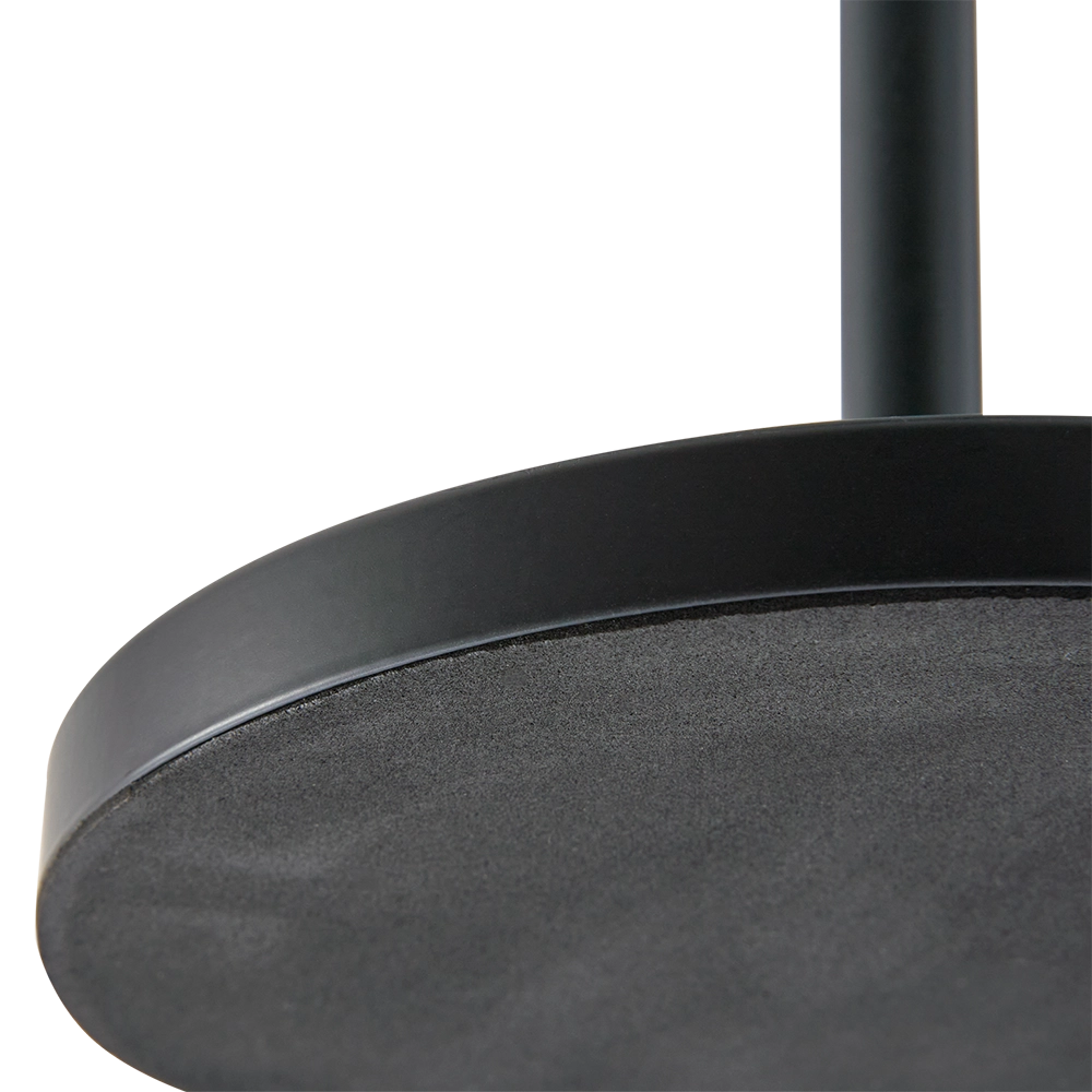 Close-up of a black vanity mirror on a white background