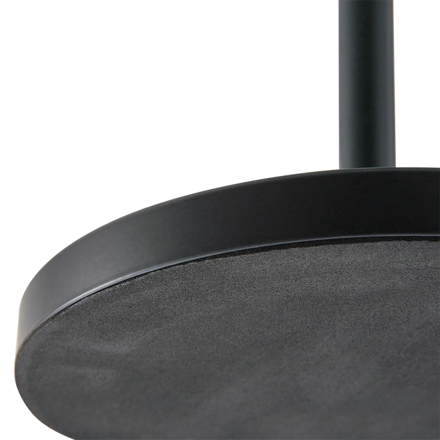 Close-up of a black vanity mirror on a white background