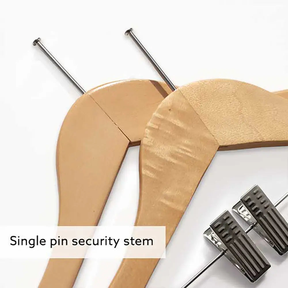 Dual Clip Wooden Security Coat Hanger