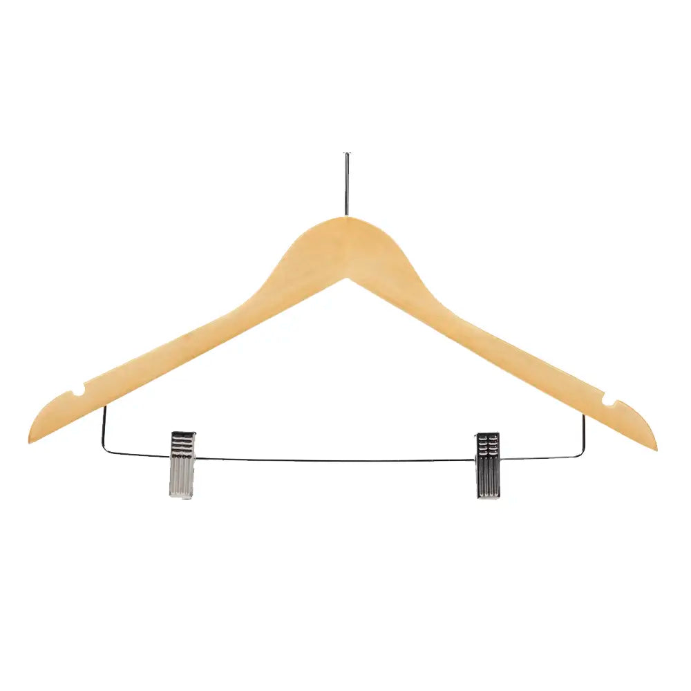 Dual Clip Wooden Security Coat Hanger
