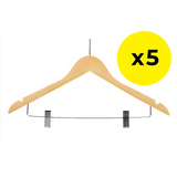 Dual Clip Wooden Security Coat Hanger