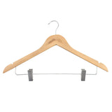 Dual Clip Wooden Hook Coat Hanger