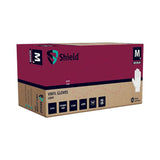 Disposable Powder Free Vinyl Gloves  with a maroon and beige design on a white background