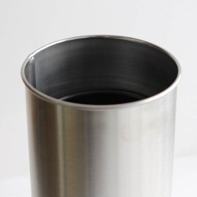 Inside top of satin toilet brush holder