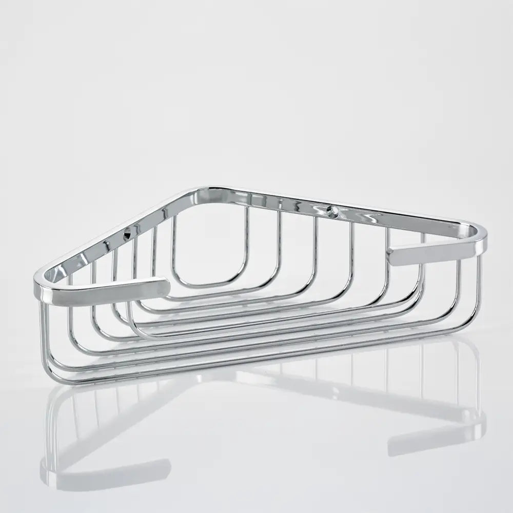 Stainless Steel Shower Corner Basket on white ground