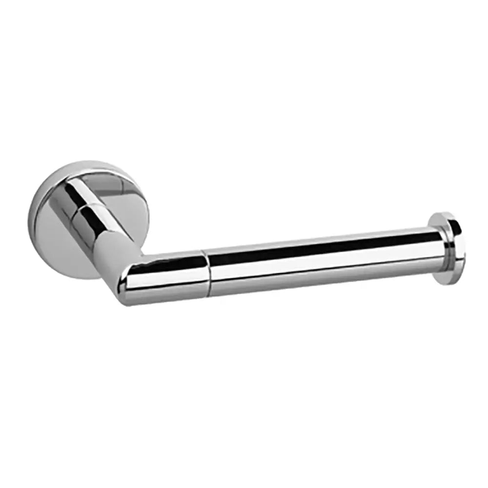 Chrome toilet roll holder on a white background