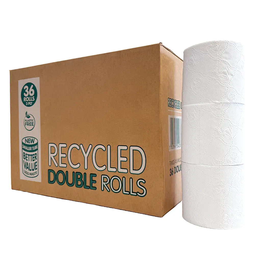 Extra Long Recycled Toilet Roll 3 Ply - Pack of 36
