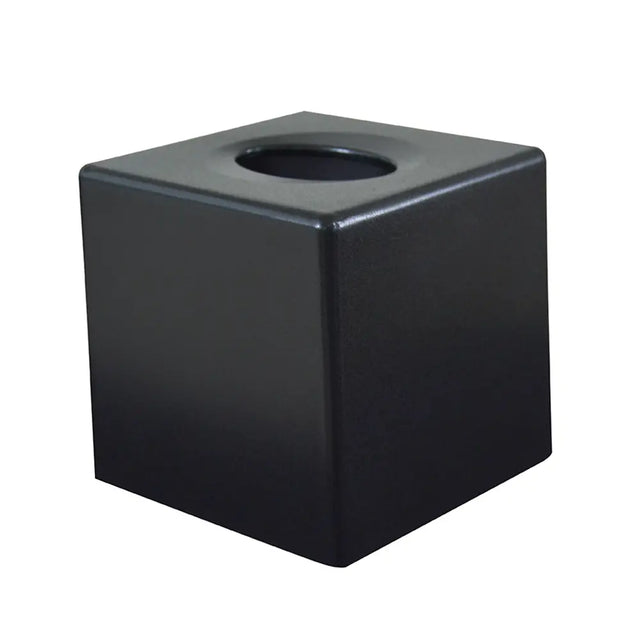 Black Cube Tissue Box Cover with a  matte black finish 