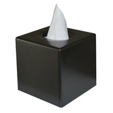 Black Cube Tissue Box Cover with a  matte black finish 