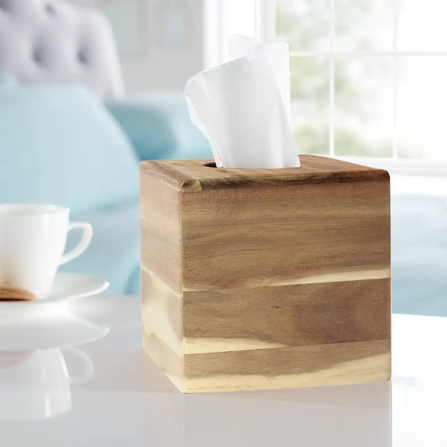 Wooden Cube Tissue Box Cover