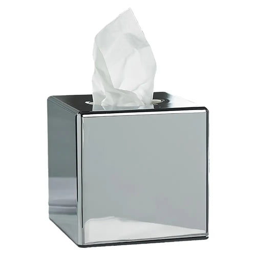 Chromed Plastic Cube Tissue Box Cover - Chrome