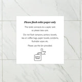 Septic tank notice - Instructions for using a septic tank toilet on a tiled wall.