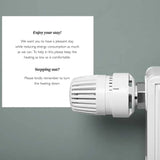 Adhesive Energy Saving & Heating Notice on white ground 