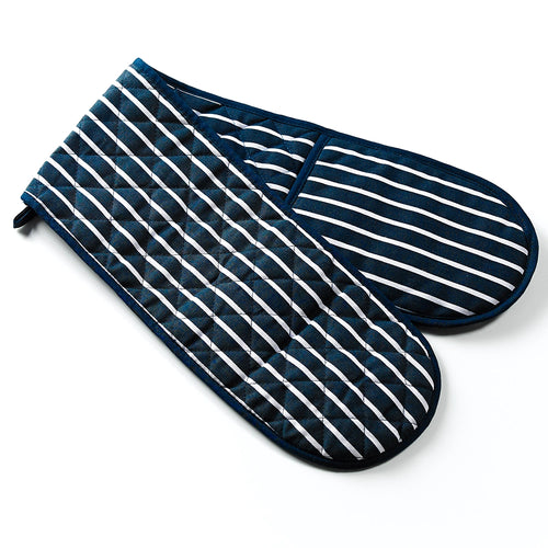 Striped Navy Double Oven Gloves