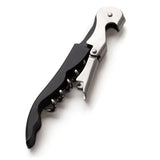 Bottle Opener Corkscrew with black and silver design on a white background
