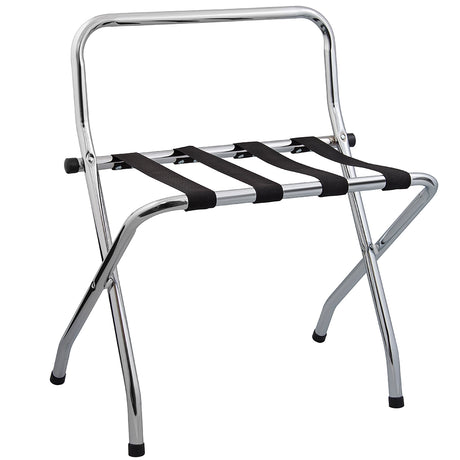 Open Chrome Luggage stand showing the black webbing