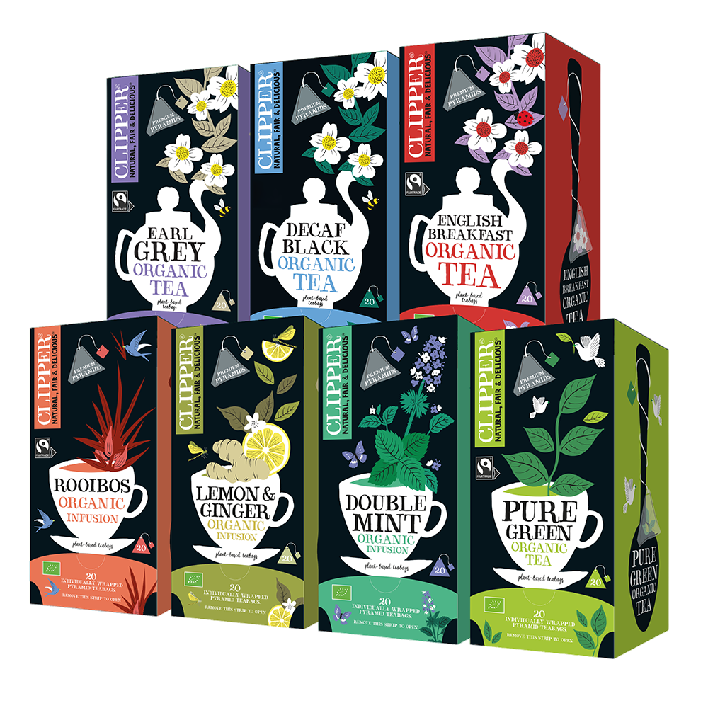Clipper Premium Organic Decaf Pyramid Tea Bags - Tag & Envelope